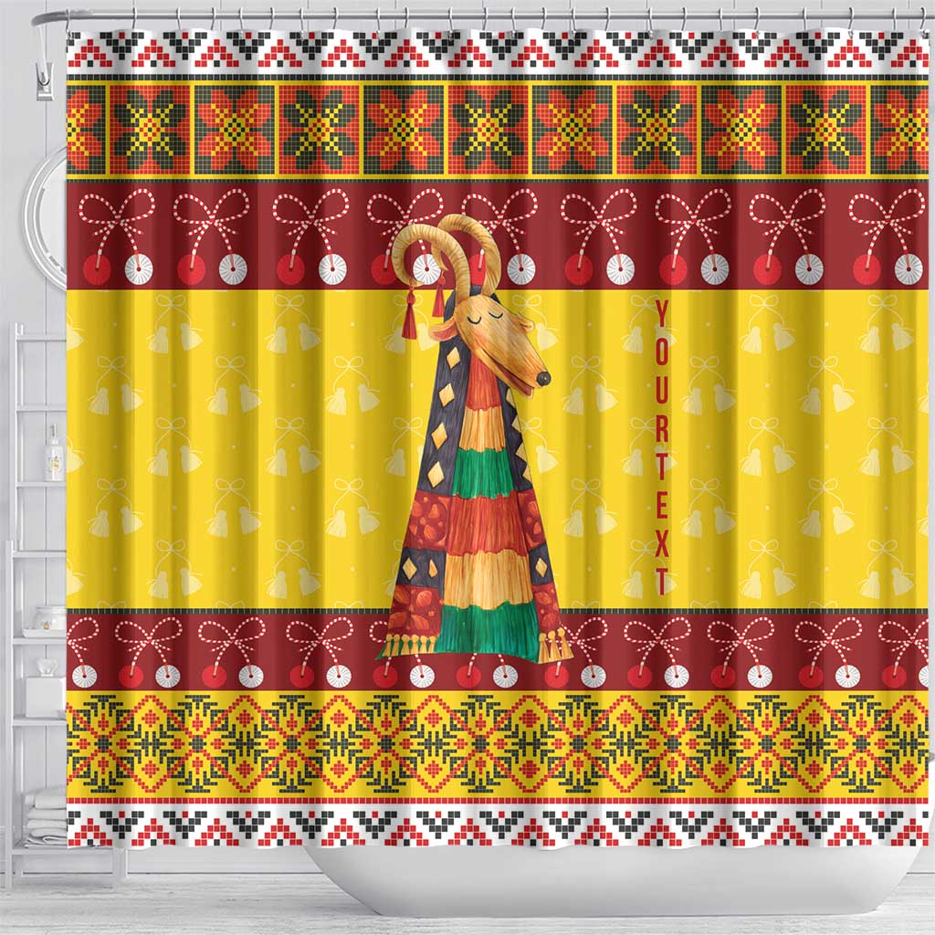 Personalized Moldova Christmas Shower Curtain Capra Goat Folk Costume - Wonder Print Shop