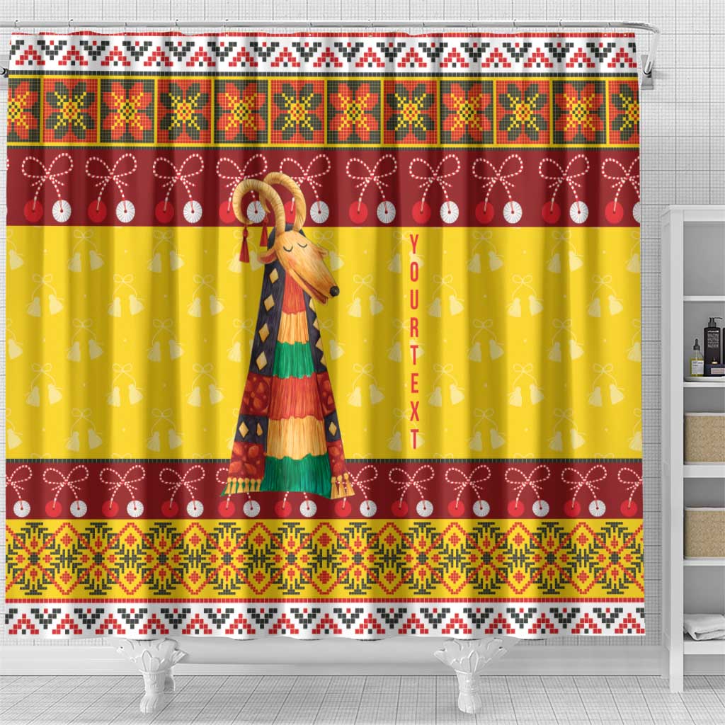 Personalized Moldova Christmas Shower Curtain Capra Goat Folk Costume - Wonder Print Shop