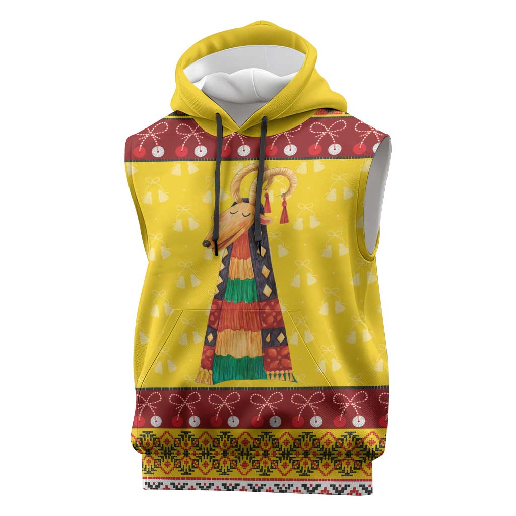 Personalized Moldova Christmas Sleeveless Hoodie Capra Goat Folk Costume - Wonder Print Shop