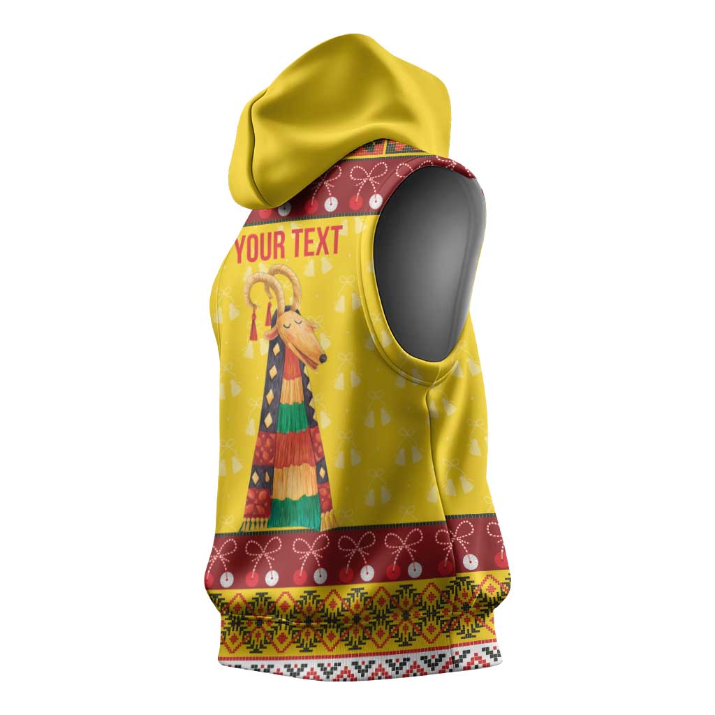 Personalized Moldova Christmas Sleeveless Hoodie Capra Goat Folk Costume - Wonder Print Shop