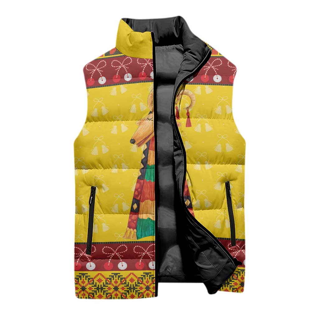 Personalized Moldova Christmas Sleeveless Puffer Jacket Capra Goat Folk Costume - Wonder Print Shop