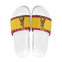 Personalized Moldova Christmas Slide Sandals Capra Goat Folk Costume - Wonder Print Shop