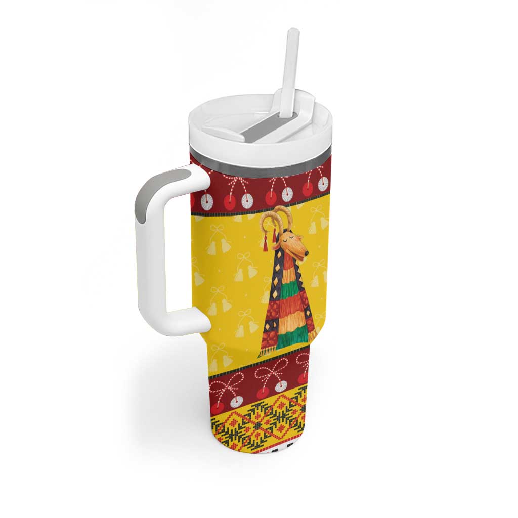 Personalized Moldova Christmas Tumbler With Handle Capra Goat Folk Costume - Wonder Print Shop