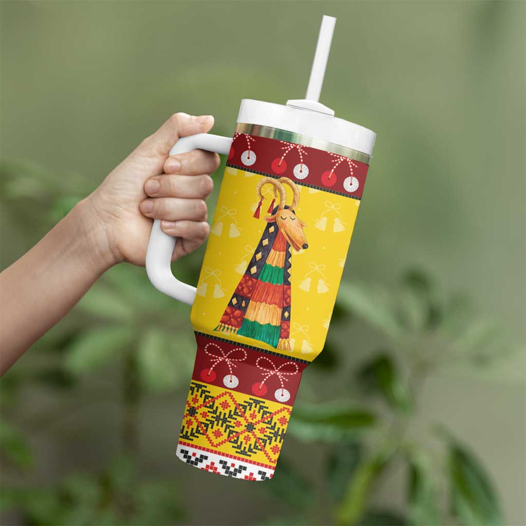 Personalized Moldova Christmas Tumbler With Handle Capra Goat Folk Costume - Wonder Print Shop