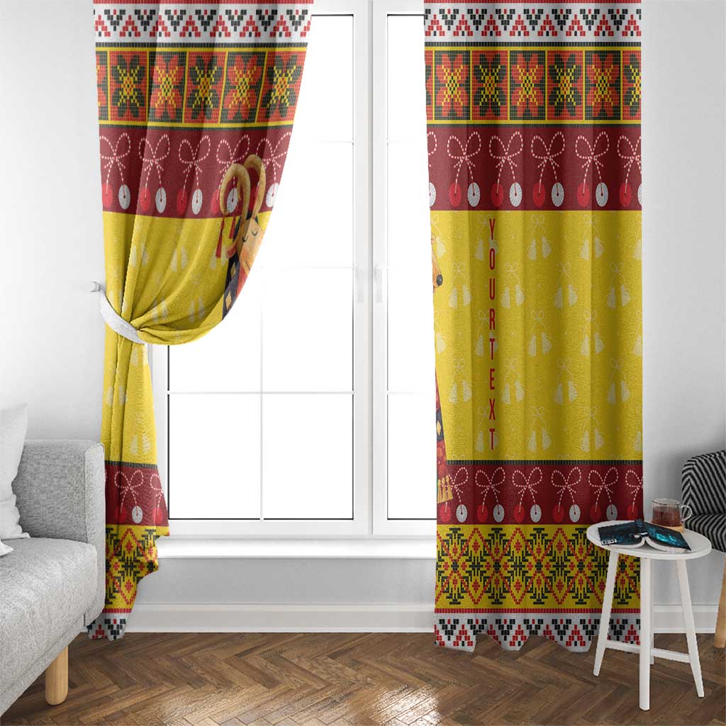 Personalized Moldova Christmas Window Curtain Capra Goat Folk Costume - Wonder Print Shop