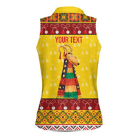 Personalized Moldova Christmas Women Sleeveless Polo Shirt Capra Goat Folk Costume - Wonder Print Shop