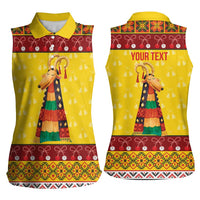 Personalized Moldova Christmas Women Sleeveless Polo Shirt Capra Goat Folk Costume - Wonder Print Shop