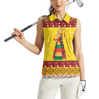 Personalized Moldova Christmas Women Sleeveless Polo Shirt Capra Goat Folk Costume - Wonder Print Shop