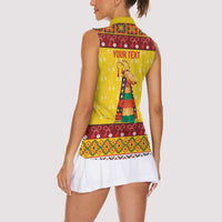 Personalized Moldova Christmas Women Sleeveless Polo Shirt Capra Goat Folk Costume - Wonder Print Shop