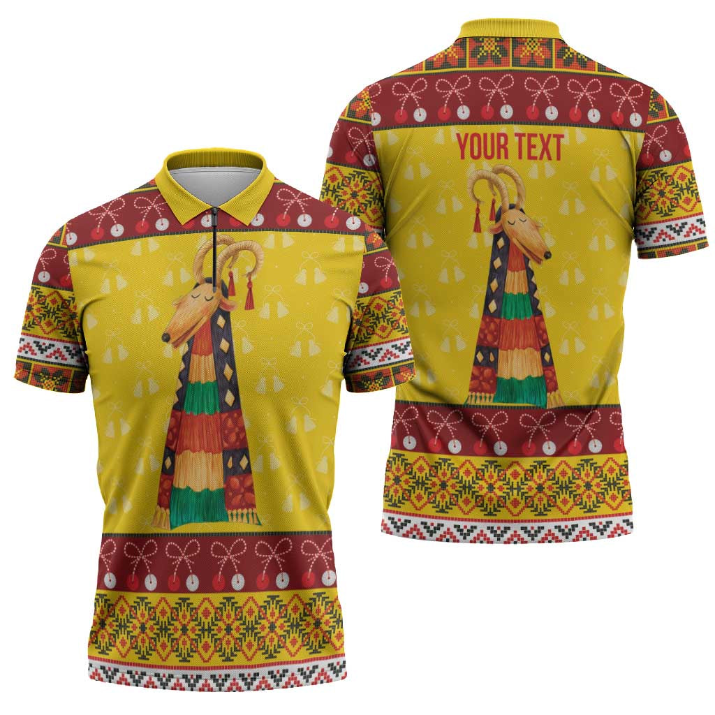 Personalized Moldova Christmas Zipper Polo Shirt Capra Goat Folk Costume - Wonder Print Shop