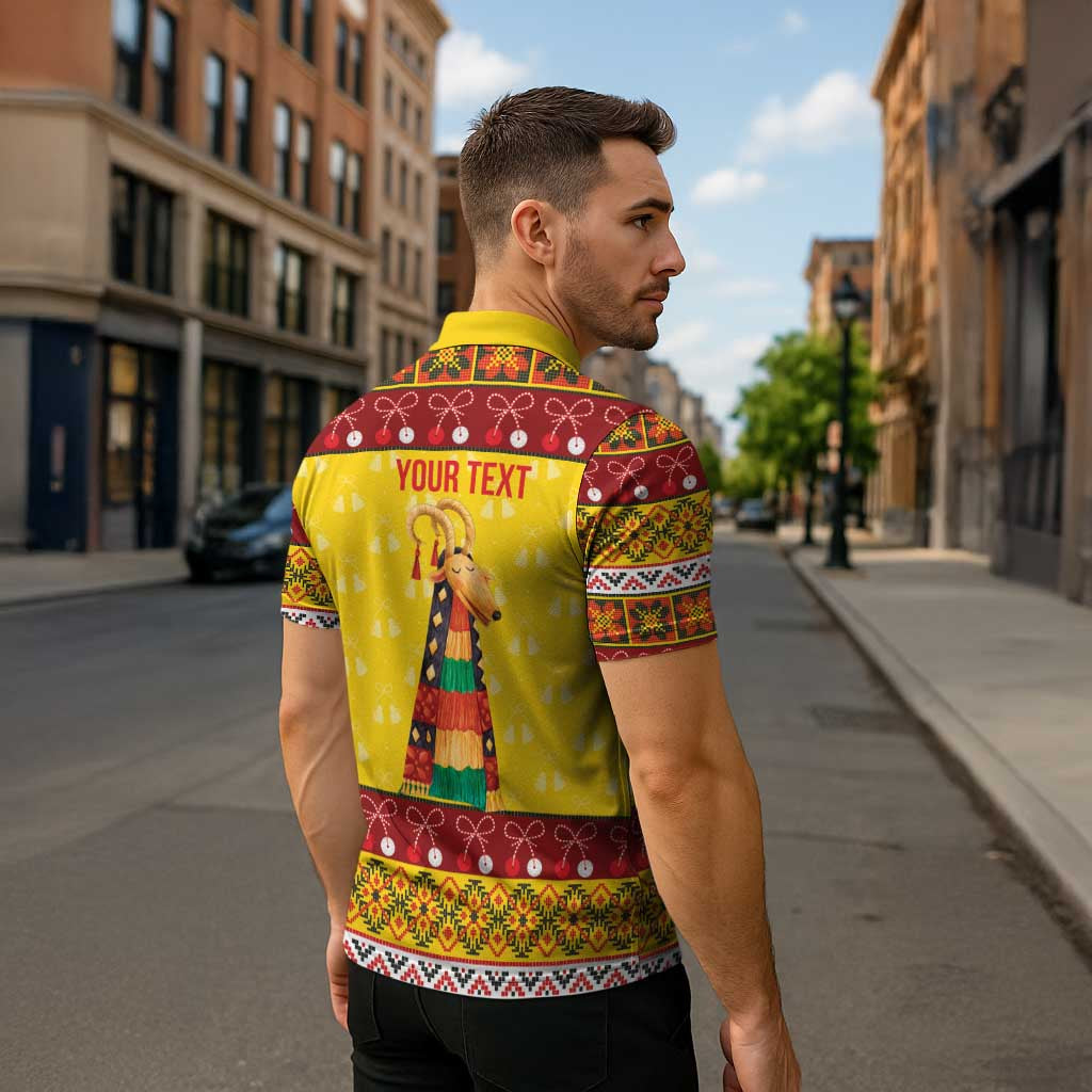 Personalized Moldova Christmas Zipper Polo Shirt Capra Goat Folk Costume - Wonder Print Shop