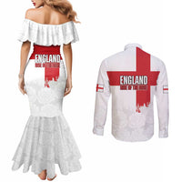 Women Rugby England Couples Matching Mermaid Dress and Long Sleeve Button Shirt Rise of the Rose World Champions - Wonder Print Shop