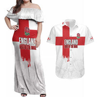 Women Rugby England Couples Matching Off Shoulder Maxi Dress and Hawaiian Shirt Rise of the Rose World Champions - Wonder Print Shop