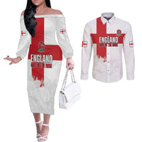 Women Rugby England Couples Matching Off The Shoulder Long Sleeve Dress and Long Sleeve Button Shirt Rise of the Rose World Champions - Wonder Print Shop