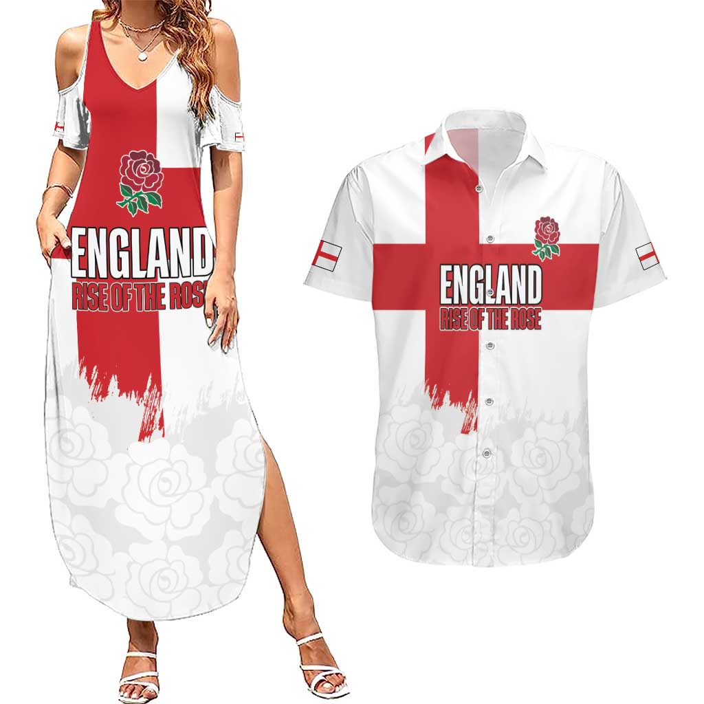 Women Rugby England Couples Matching Summer Maxi Dress and Hawaiian Shirt Rise of the Rose World Champions - Wonder Print Shop