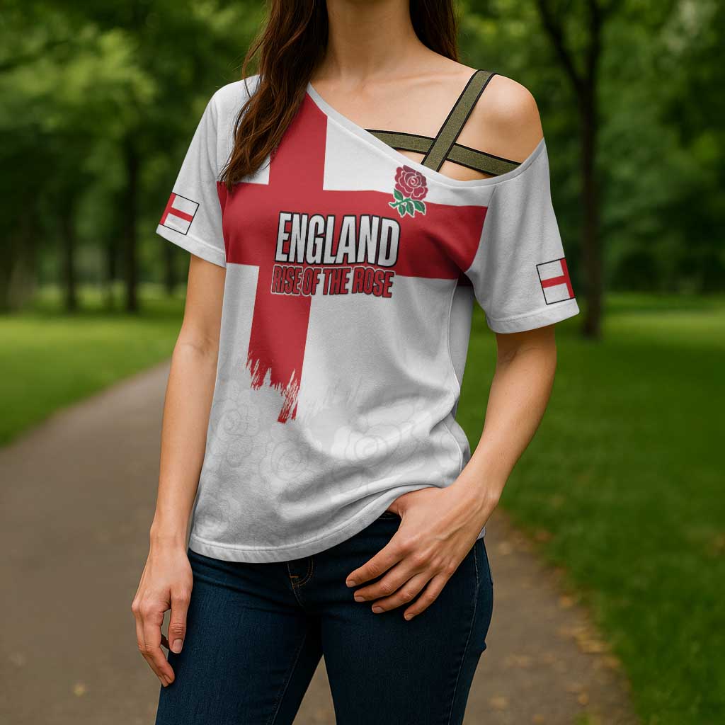 Women Rugby England Cross Shoulder Shirt Rise of the Rose World Champions - Wonder Print Shop