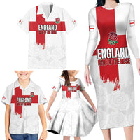 Women Rugby England Family Matching Long Sleeve Bodycon Dress and Hawaiian Shirt Rise of the Rose World Champions - Wonder Print Shop
