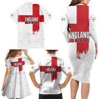 Women Rugby England Family Matching Long Sleeve Bodycon Dress and Hawaiian Shirt Rise of the Rose World Champions - Wonder Print Shop