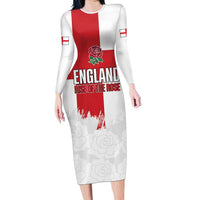 Women Rugby England Family Matching Long Sleeve Bodycon Dress and Hawaiian Shirt Rise of the Rose World Champions - Wonder Print Shop