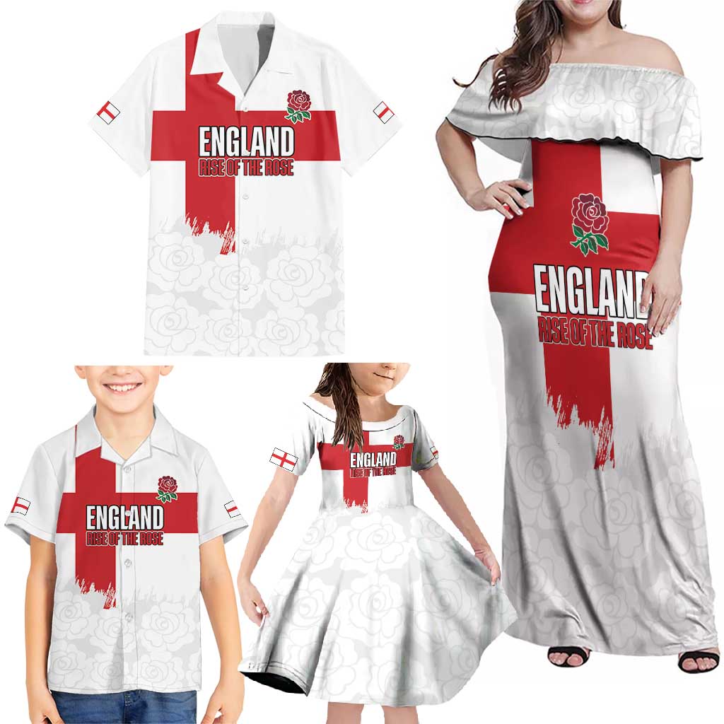 Women Rugby England Family Matching Off Shoulder Maxi Dress and Hawaiian Shirt Rise of the Rose World Champions - Wonder Print Shop