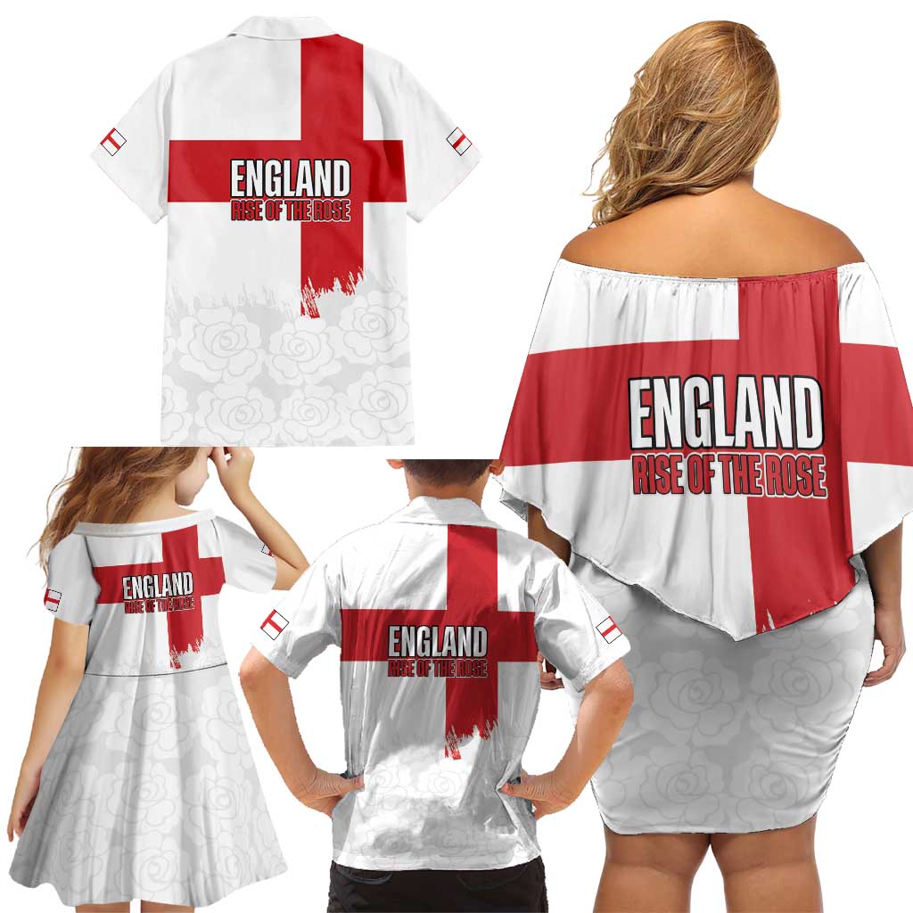 Women Rugby England Family Matching Off Shoulder Short Dress and Hawaiian Shirt Rise of the Rose World Champions - Wonder Print Shop