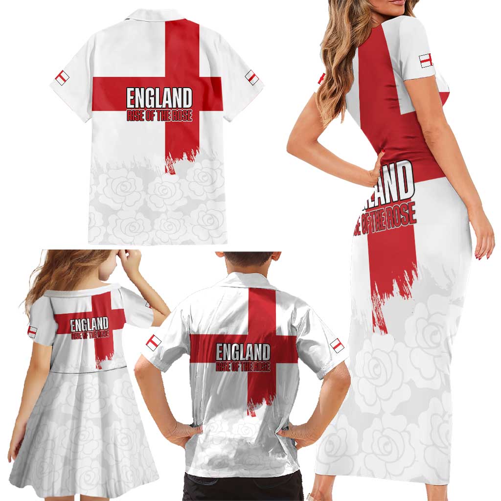 Women Rugby England Family Matching Short Sleeve Bodycon Dress and Hawaiian Shirt Rise of the Rose World Champions - Wonder Print Shop