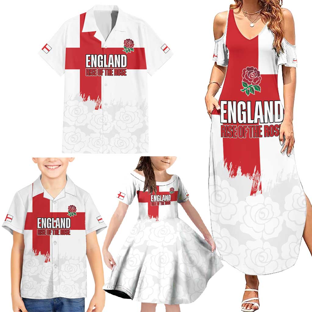 Women Rugby England Family Matching Summer Maxi Dress and Hawaiian Shirt Rise of the Rose World Champions - Wonder Print Shop