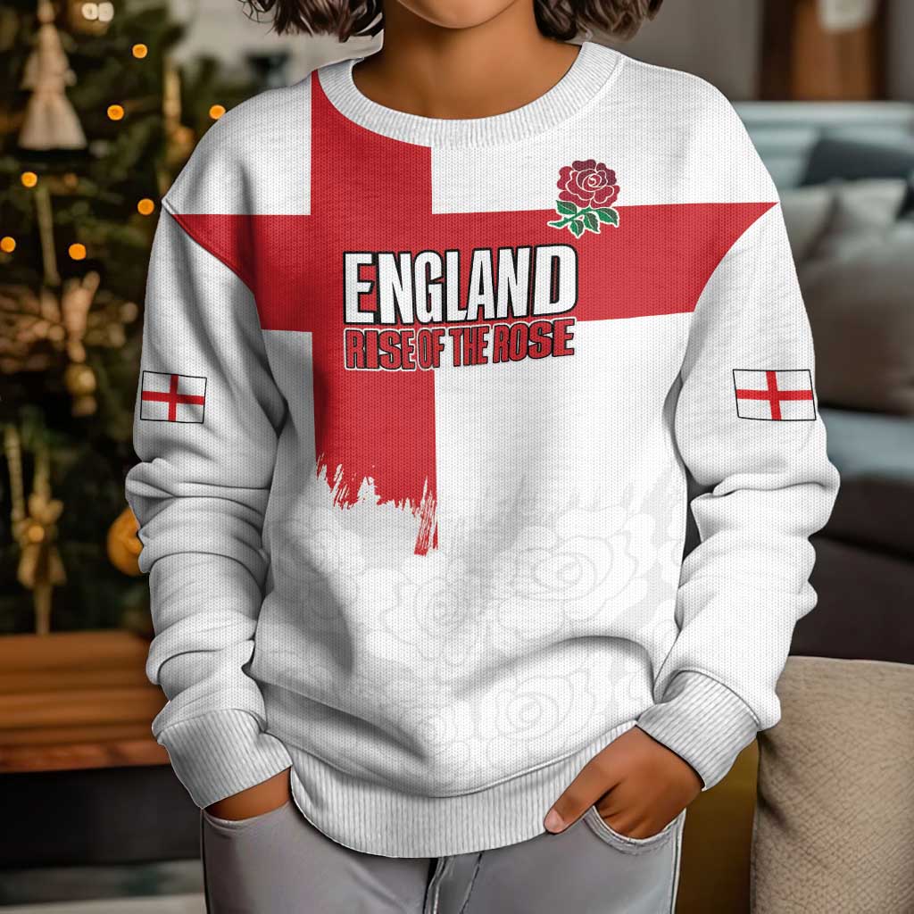 Women Rugby England Kid Ugly Christmas Sweater Rise of the Rose World Champions - Wonder Print Shop