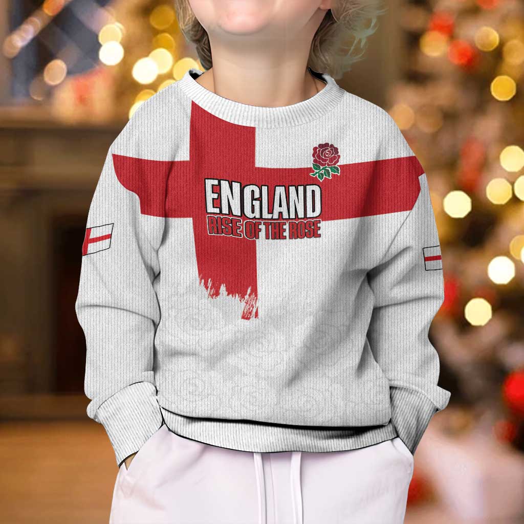 Women Rugby England Kid Ugly Christmas Sweater Rise of the Rose World Champions - Wonder Print Shop