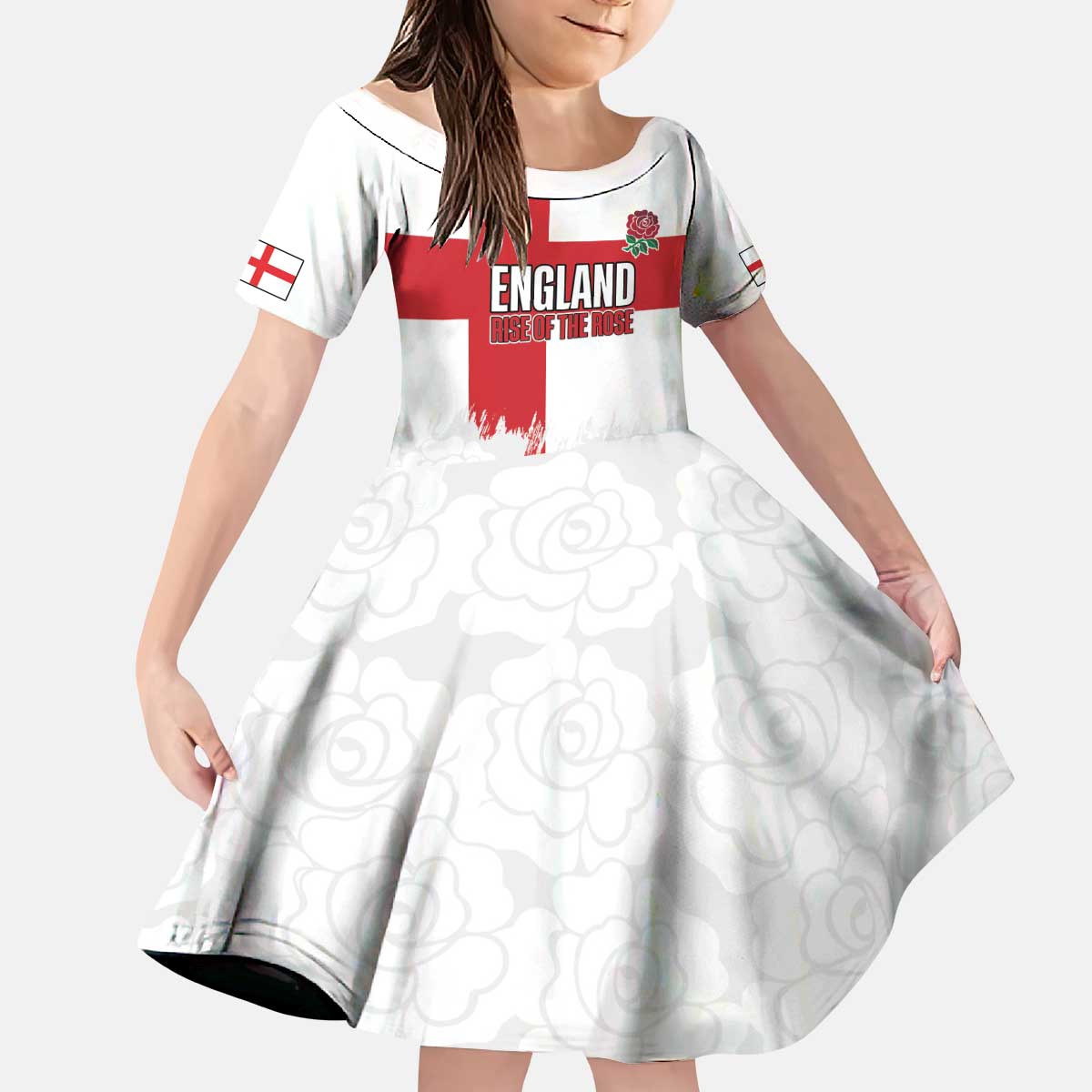 Women Rugby England Kid Short Sleeve Dress Rise of the Rose World Champions - Wonder Print Shop