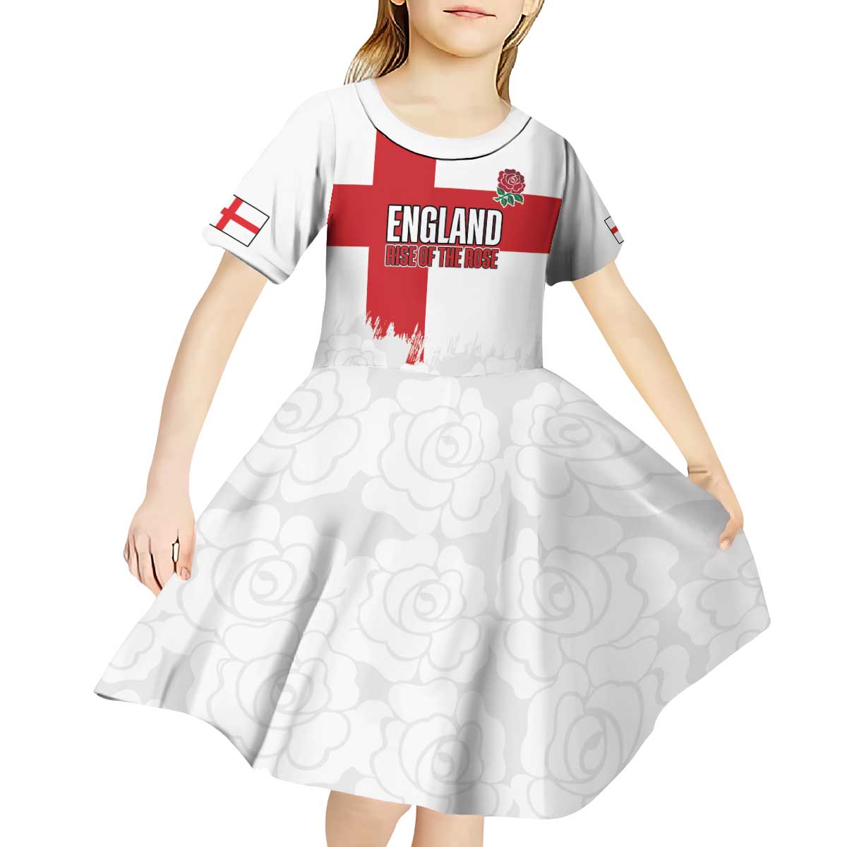 Women Rugby England Kid Short Sleeve Dress Rise of the Rose World Champions - Wonder Print Shop