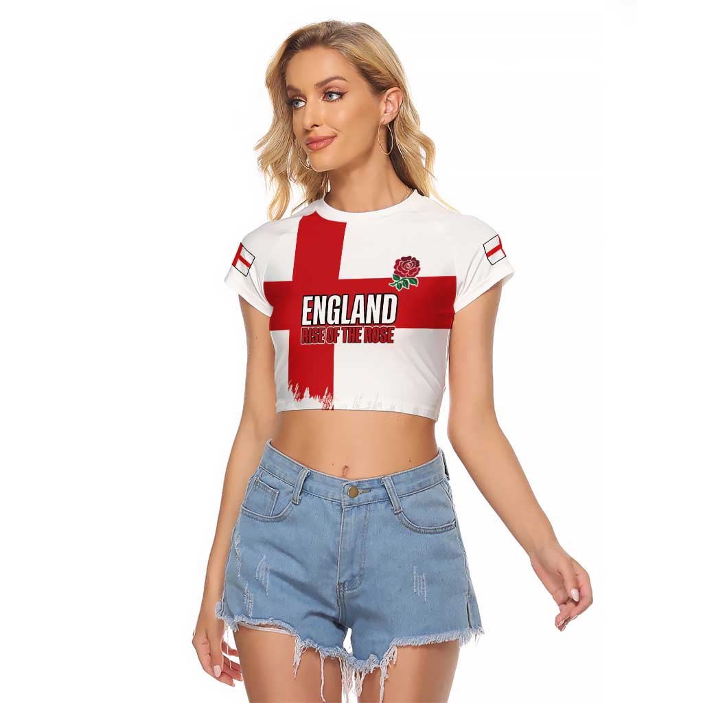 Women Rugby England Raglan Cropped T Shirt Rise of the Rose World Champions - Wonder Print Shop