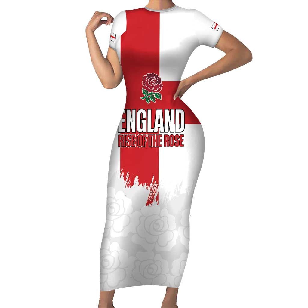Women Rugby England Short Sleeve Bodycon Dress Rise of the Rose World Champions - Wonder Print Shop