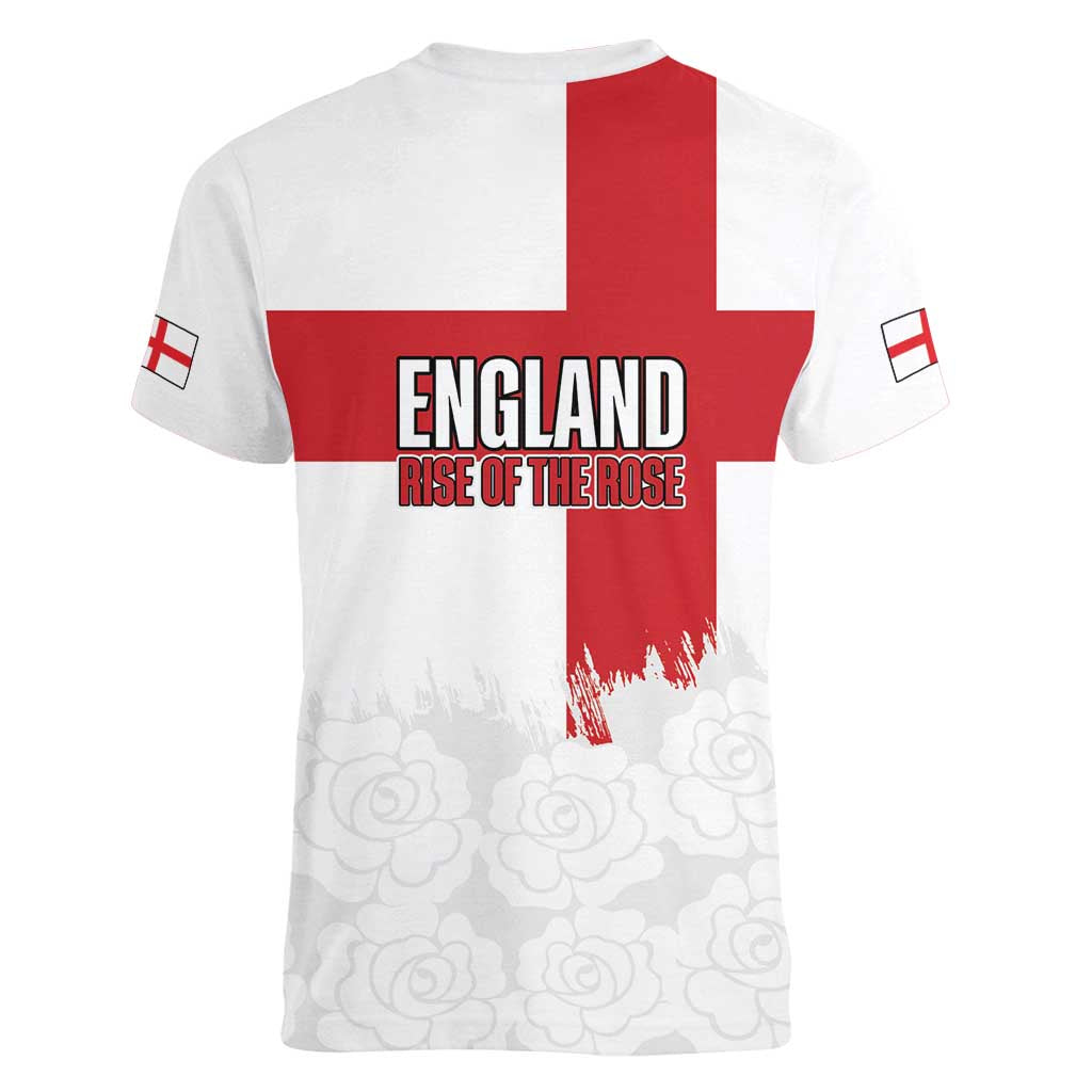 Women Rugby England Women V-Neck T-Shirt Rise of the Rose World Champions - Wonder Print Shop