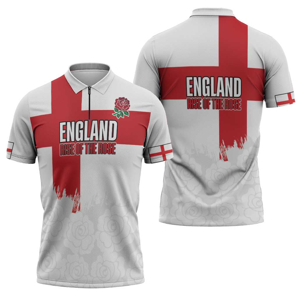 Women Rugby England Zipper Polo Shirt Rise of the Rose World Champions - Wonder Print Shop