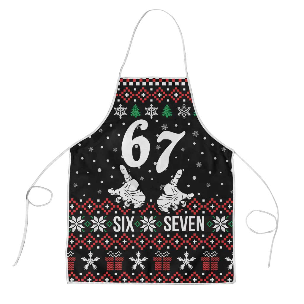 Six Seven Skeleton Hand Christmas Apron Meme Gen Alpha Slang - Wonder Print Shop