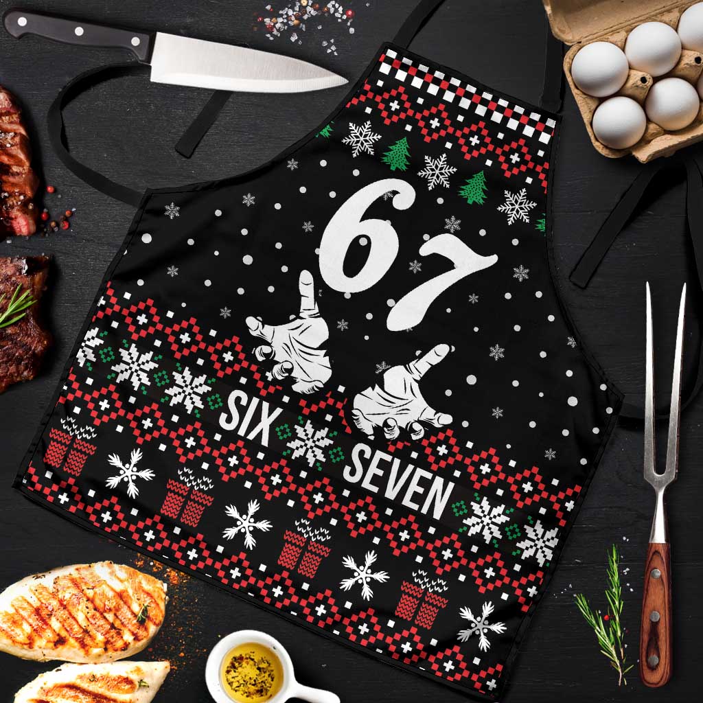 Six Seven Skeleton Hand Christmas Apron Meme Gen Alpha Slang - Wonder Print Shop