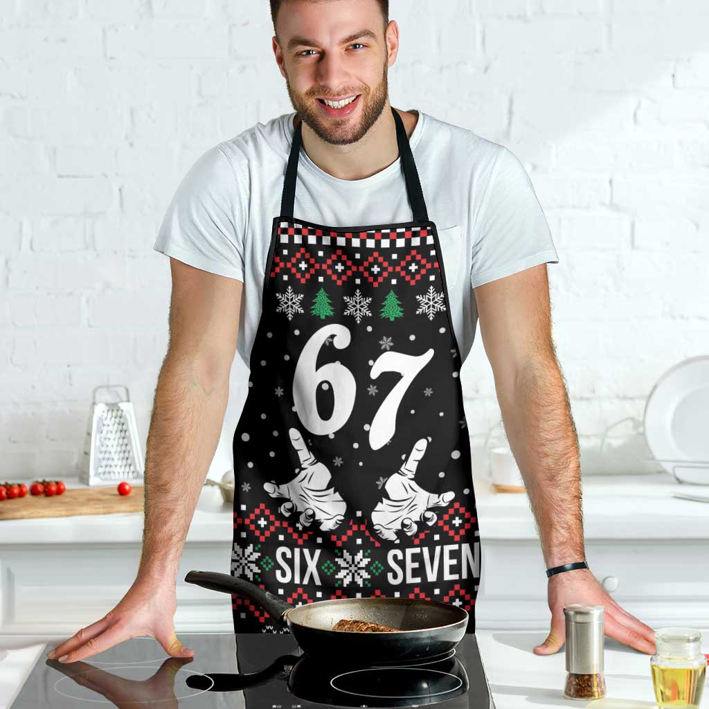 Six Seven Skeleton Hand Christmas Apron Meme Gen Alpha Slang - Wonder Print Shop