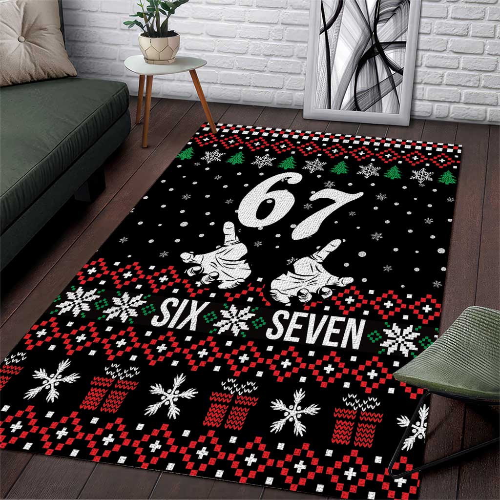 Six Seven Skeleton Hand Christmas Area Rug Meme Gen Alpha Slang - Wonder Print Shop