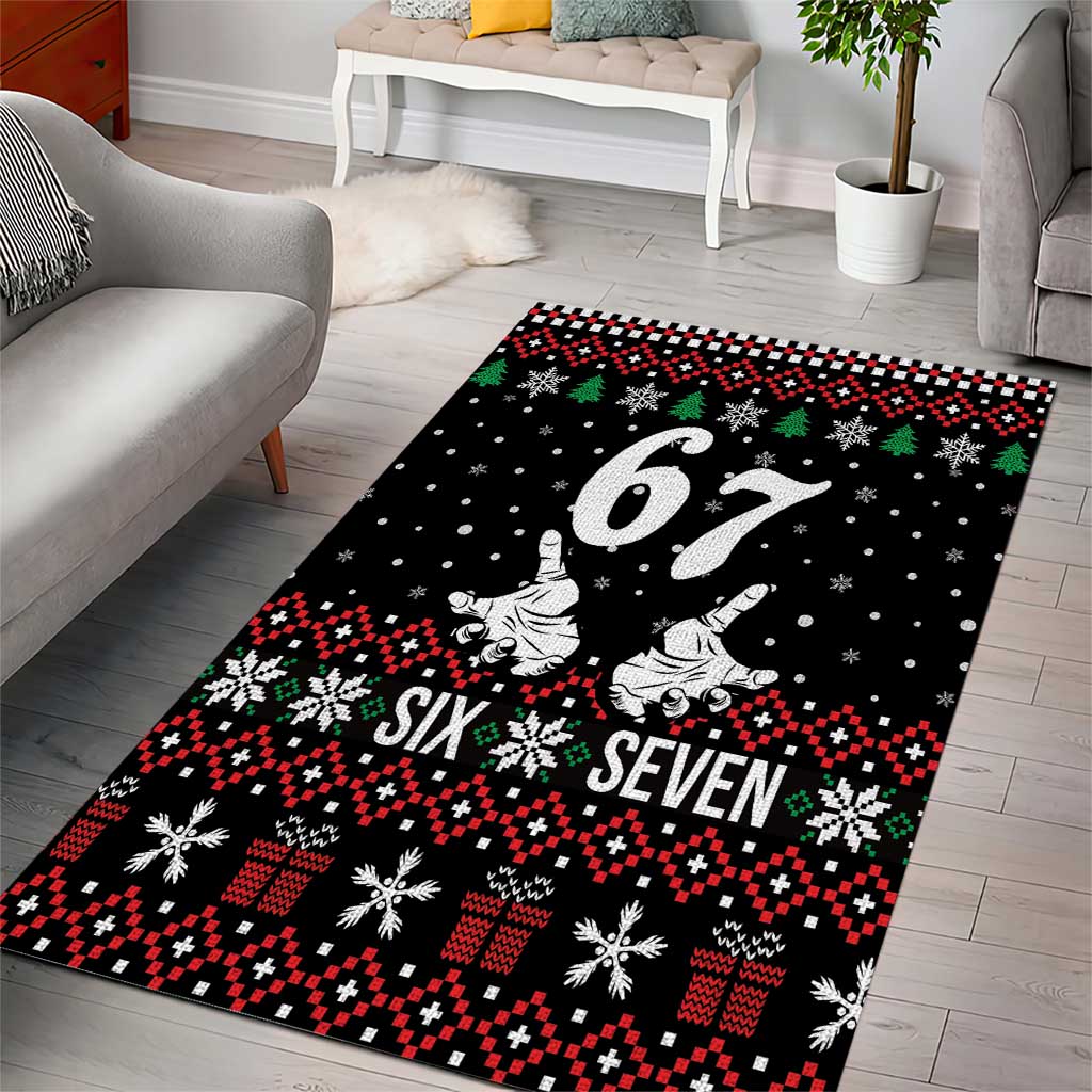 Six Seven Skeleton Hand Christmas Area Rug Meme Gen Alpha Slang - Wonder Print Shop