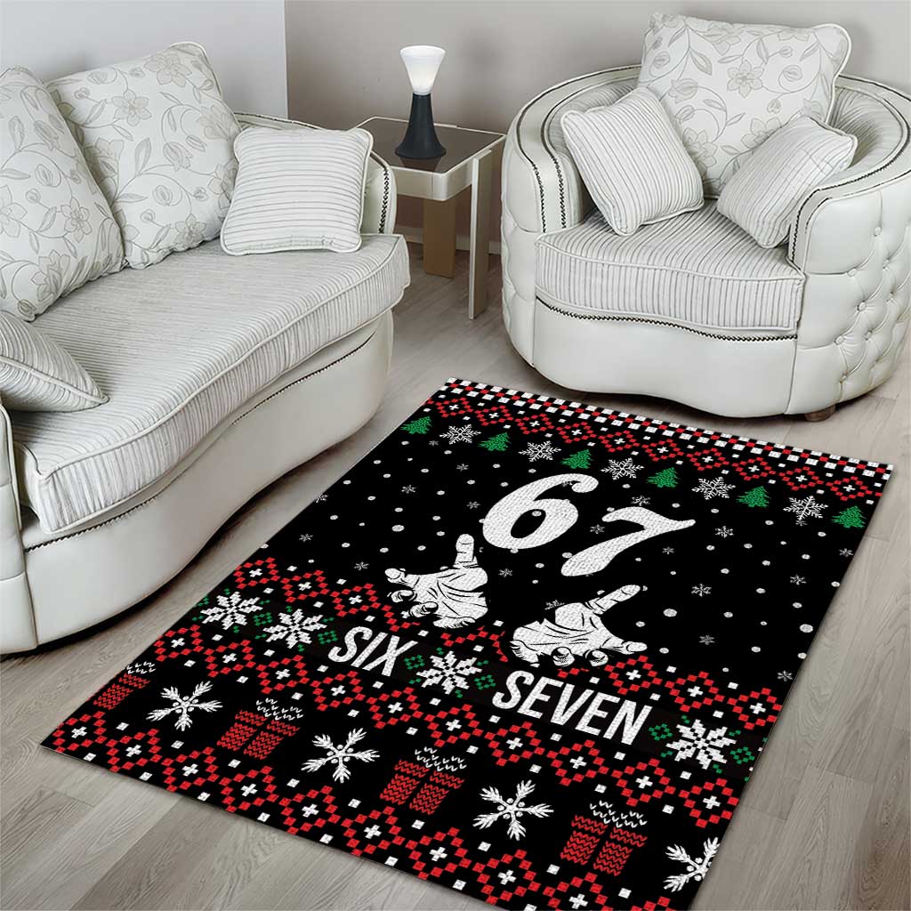 Six Seven Skeleton Hand Christmas Area Rug Meme Gen Alpha Slang - Wonder Print Shop