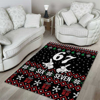 Six Seven Skeleton Hand Christmas Area Rug Meme Gen Alpha Slang - Wonder Print Shop