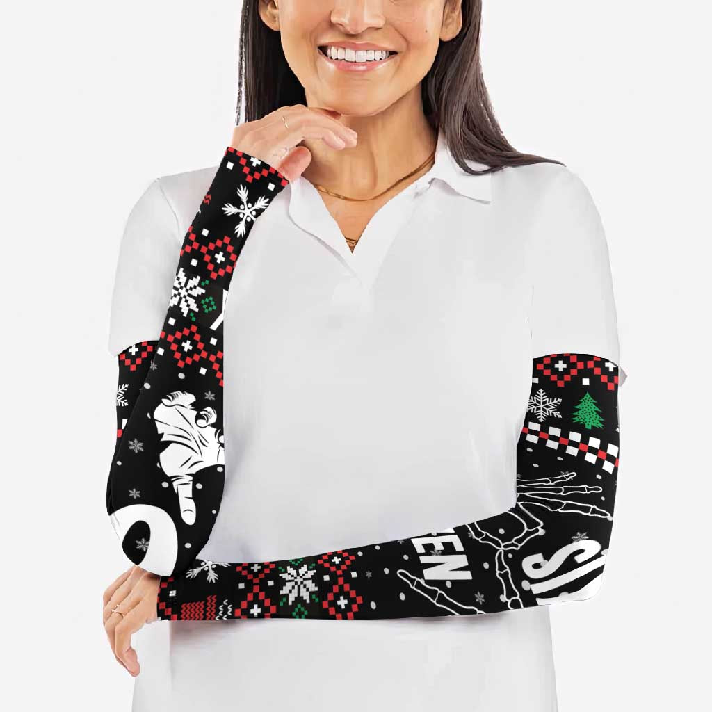 Six Seven Skeleton Hand Christmas Arm Sleeves Meme Gen Alpha Slang - Wonder Print Shop