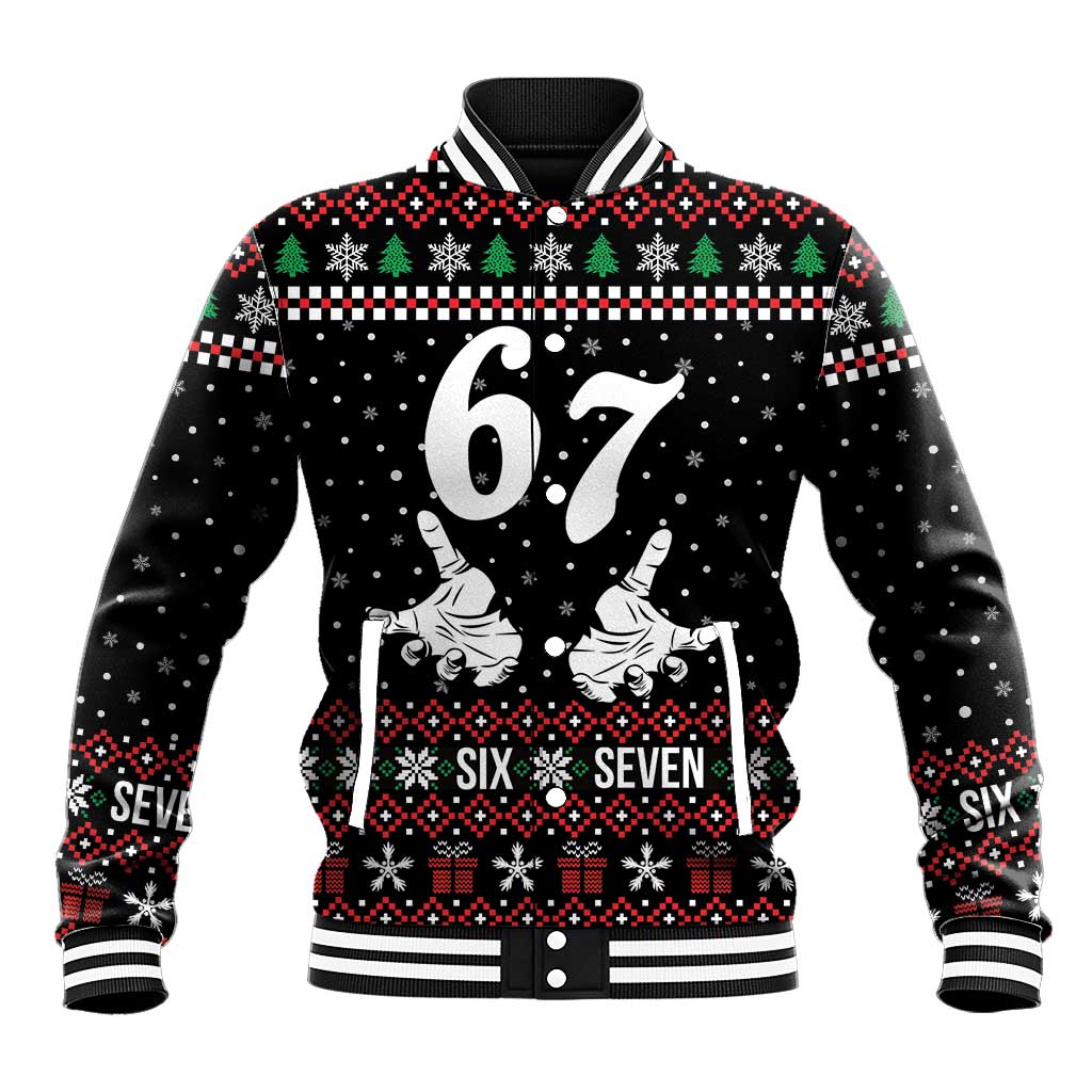 Six Seven Skeleton Hand Christmas Baseball Jacket Meme Gen Alpha Slang - Wonder Print Shop