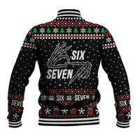 Six Seven Skeleton Hand Christmas Baseball Jacket Meme Gen Alpha Slang - Wonder Print Shop