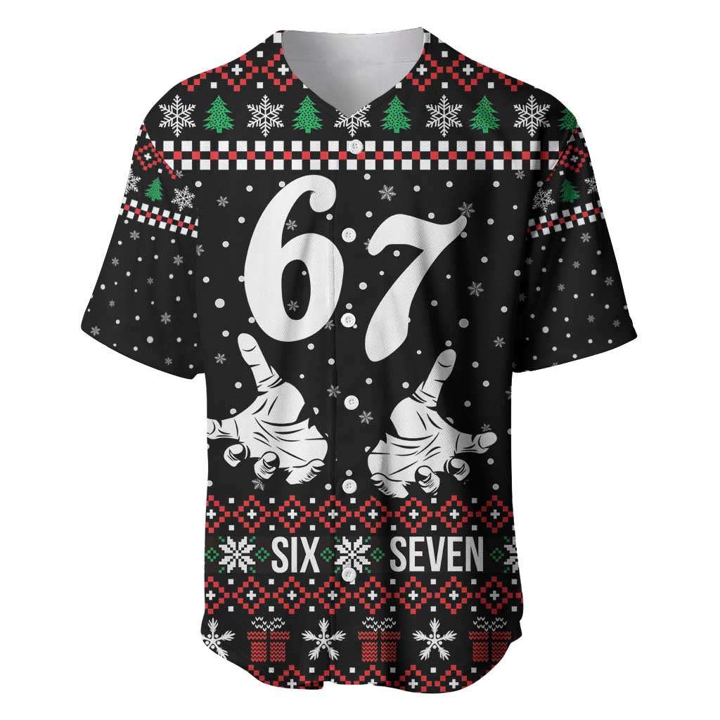 Six Seven Skeleton Hand Christmas Baseball Jersey Meme Gen Alpha Slang - Wonder Print Shop