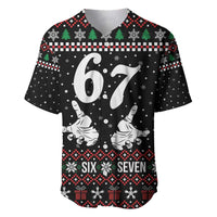 Six Seven Skeleton Hand Christmas Baseball Jersey Meme Gen Alpha Slang - Wonder Print Shop