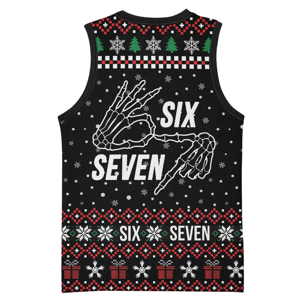 Six Seven Skeleton Hand Christmas Basketball Jersey Meme Gen Alpha Slang - Wonder Print Shop