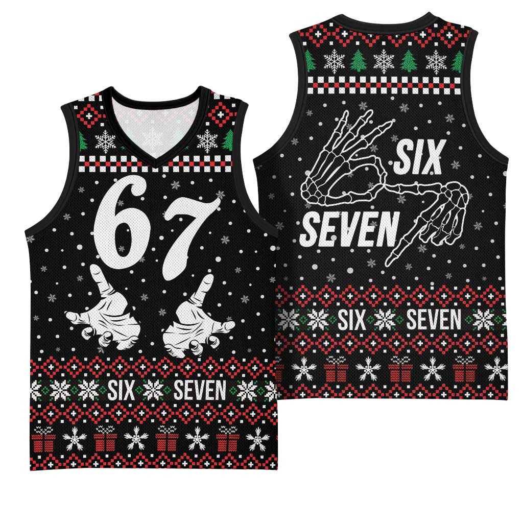Six Seven Skeleton Hand Christmas Basketball Jersey Meme Gen Alpha Slang - Wonder Print Shop