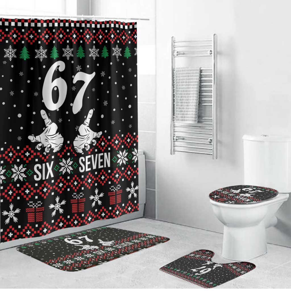 Six Seven Skeleton Hand Christmas Bathroom Set Meme Gen Alpha Slang - Wonder Print Shop